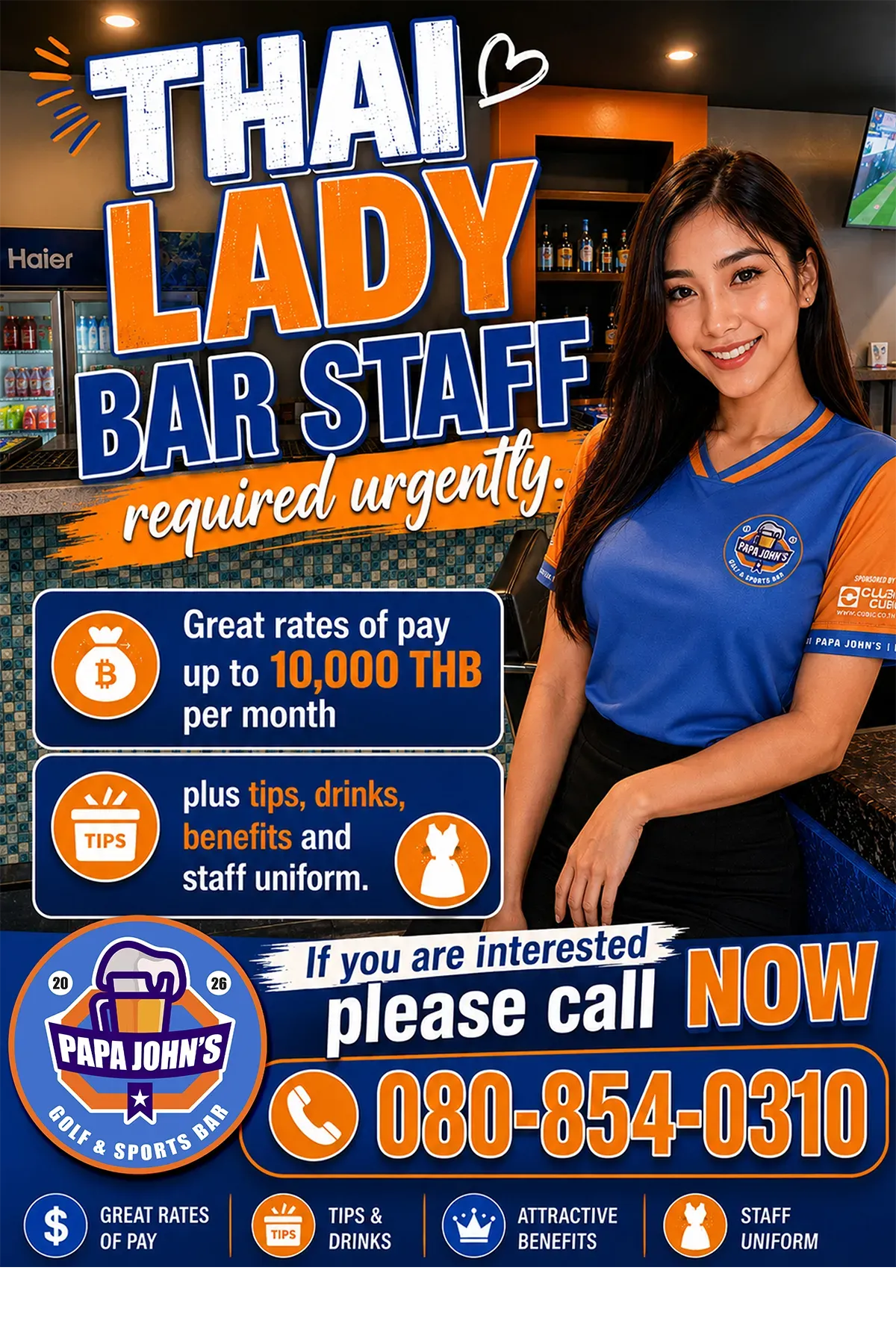 Thai Lady Bar Staff Required